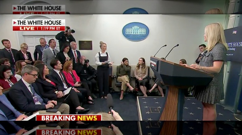 Karoline Leavitt giving press briefing