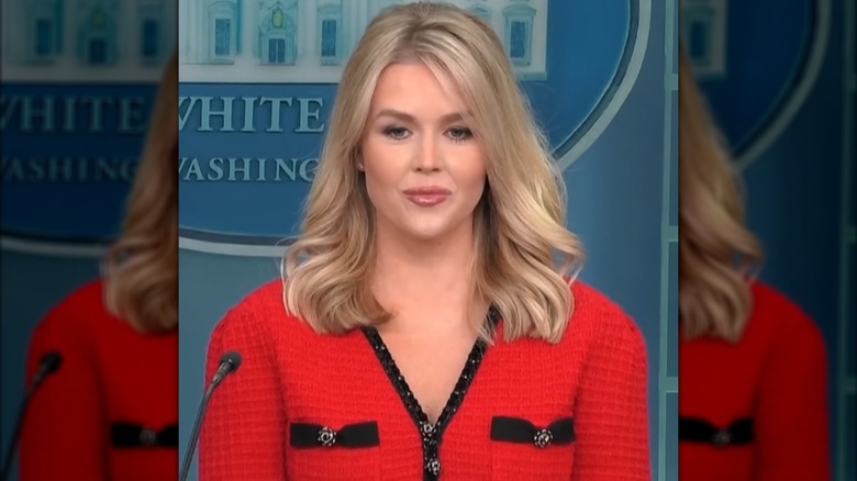 Still of Karoline Leavitt at a White House press briefing.