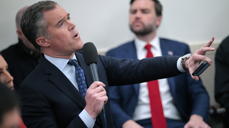 Peter Alexander speaks in a press briefing.