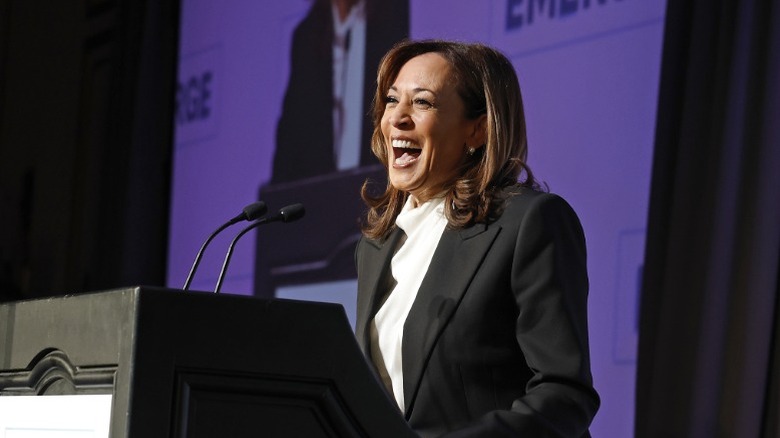 Kamala Harris delivers a keynote address during the Emerge 20th Anniversary Gala in San Francisco, CA (2025)