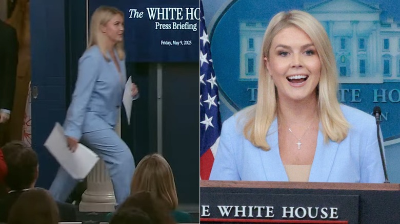 Karoline Leavitt in the White House Briefing Room on May 9