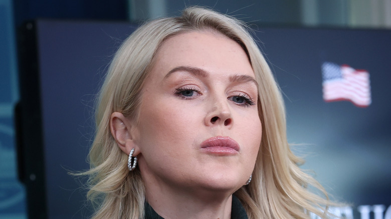 Karoline Leavitt with chin pointed slightly up