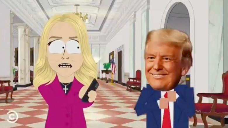 Karoline Leavitt and Donald Trump South Park characters