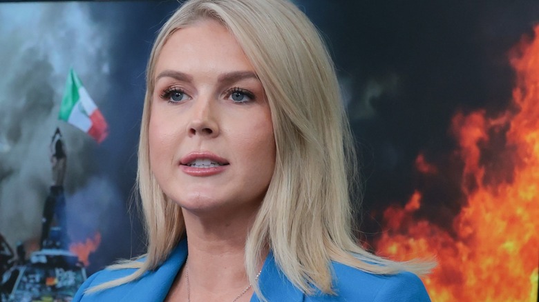 Karoline Leavitt at a daily press briefing in the Brady Press Briefing Room at the White House (2025)