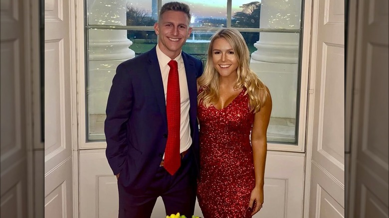 Karoline Leavitt in red Christmas dress