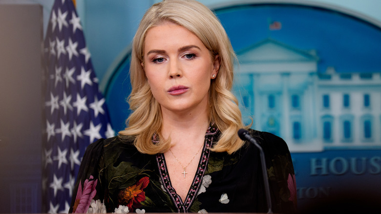 Karoline Leavitt at the podium