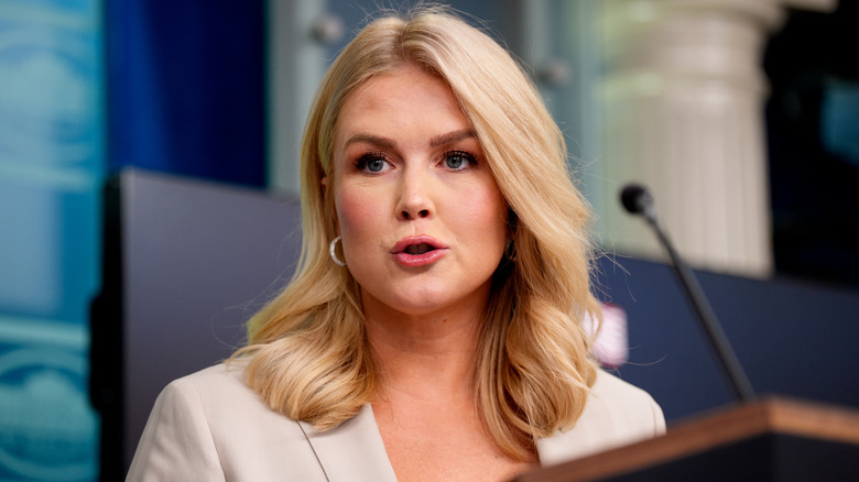 Karoline Leavitt speaking at the White House
