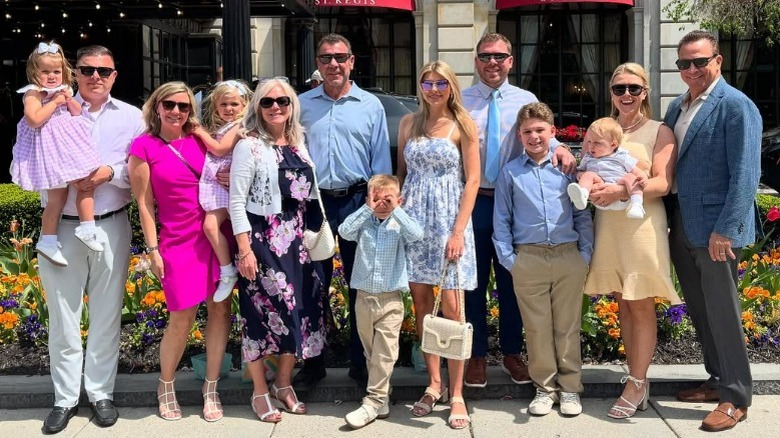 Karoline Leavitt posing outdoors with her family on Easter