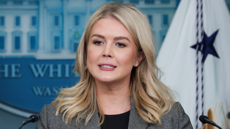Karoline Leavitt speaking at the White House