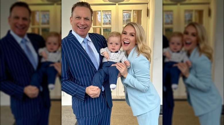 Karoline Leavitt and Nicholas Riccio pose with their son.