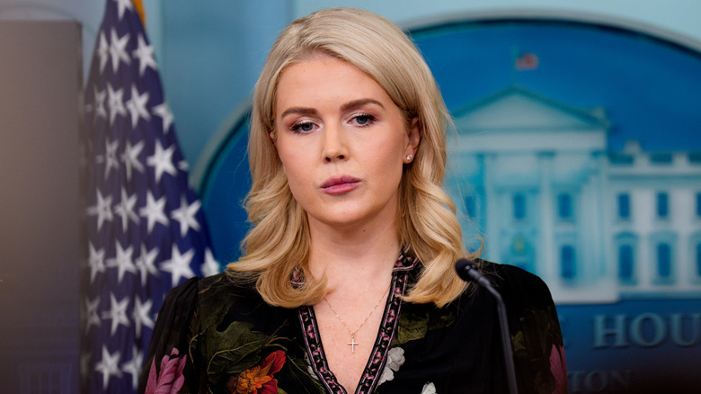 Karoline Leavitt addressing the press