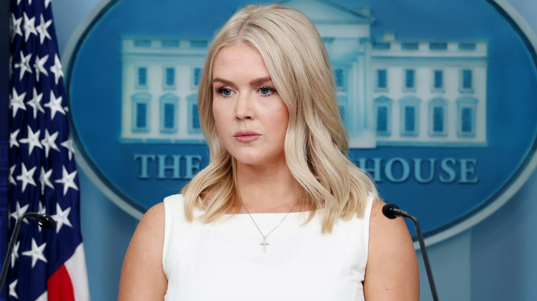 Karoline Leavitt speaking at the White HOuse