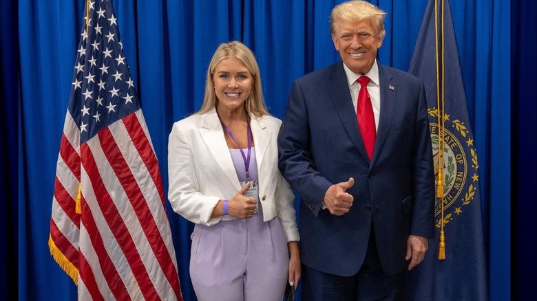 Karoline Leavitt and Donald Trump giving thumbs up