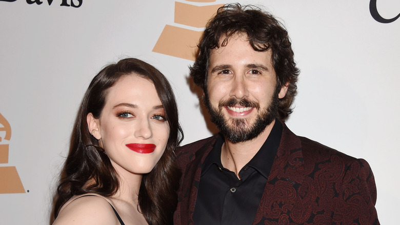 Kat Dennings and Josh Groban smile 