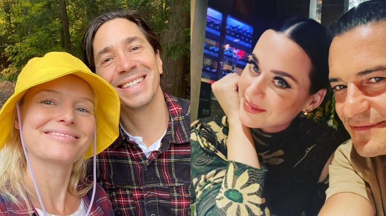 Kate Bosworth and Justin Long smile in a selfie, Katy Perry and Orlando Bloom pose for a selfie