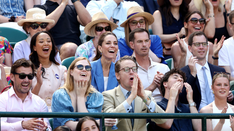 Kate Middleton surrounded by the crowd in the Wimbledon stands (2026)