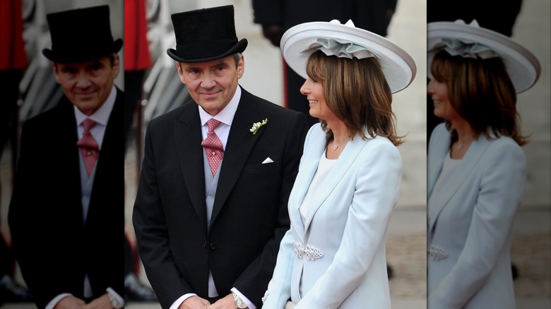 Michael and Carole Middleton leaving the 2011 royal wedding of their daughter to Prince William.