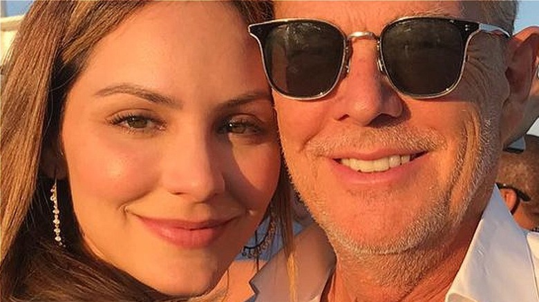 Katharine McPhee and David Foster smiling