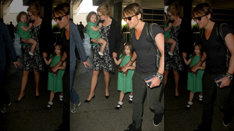 Nicole Kidman, Keith Urban walking with daughters