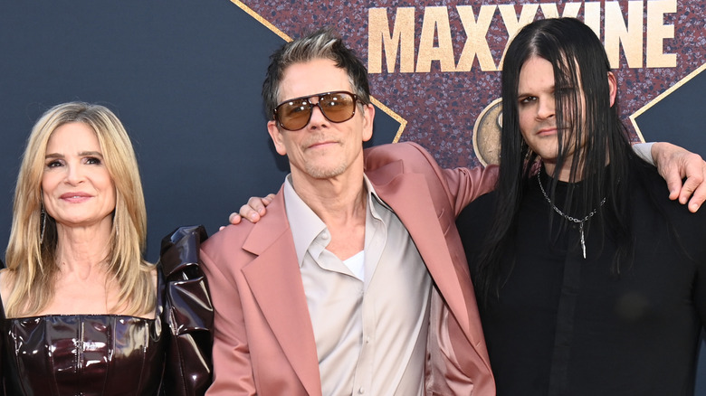 Kyra Sedgwick, Kevin Bacon, and Travis Bacon at premiere of MAXXXINE