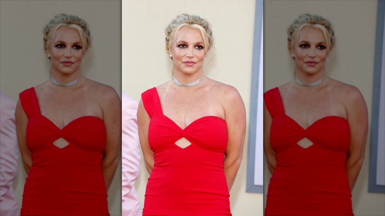 Britney Spears in a red dress