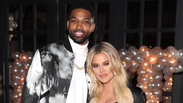 Khloe Kardashian and Tristan Thompson at Thompson's 2018 birthday party