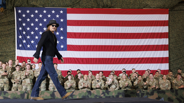 Kid Rock walks on stage to introduce JD Vance.