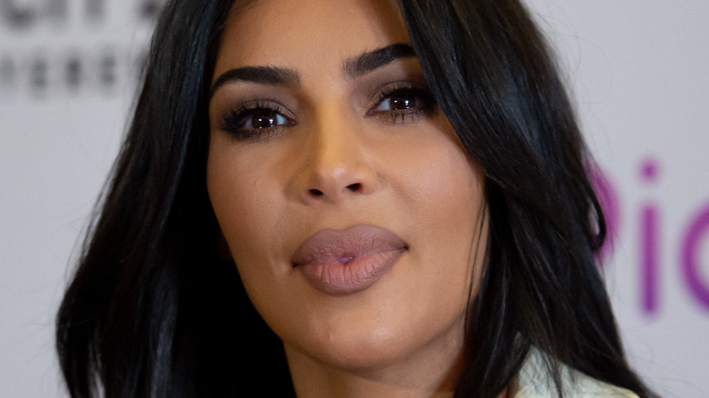Kim Kardashian pursed lips