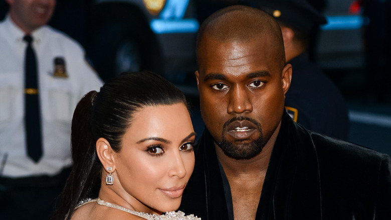 Kim Kardashian and Kanye West on the red carpet