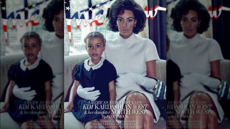 Kim Kardashian, North West posing for Interview cover