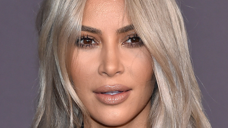 Kim Kardashian with platinum blonde hair