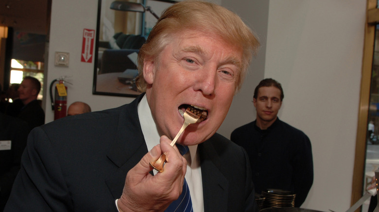 Donald Trump eating a steak