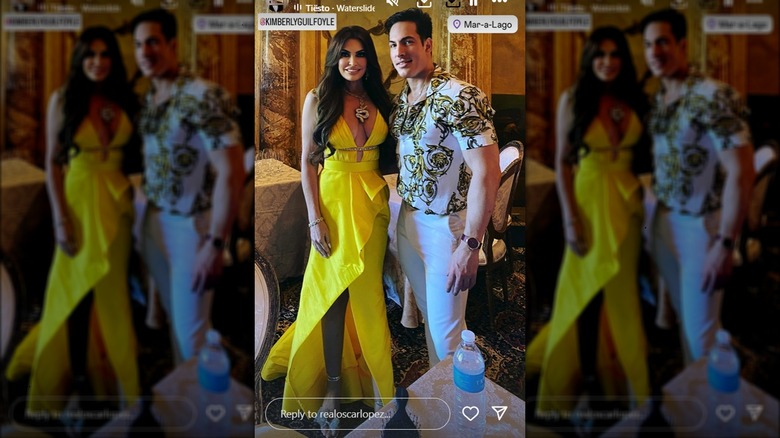 Kimberly Guilfoyle posing with designer Oscar Lopez