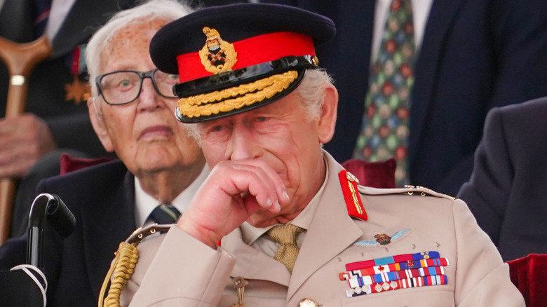 King Charles gets emotional in a military uniform