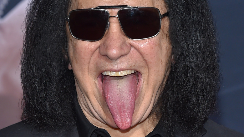 Gene Simmons sticking tongue out