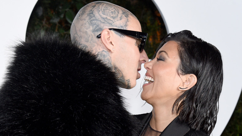 Travis Barker and Kourtney Kardashian on the red carpet