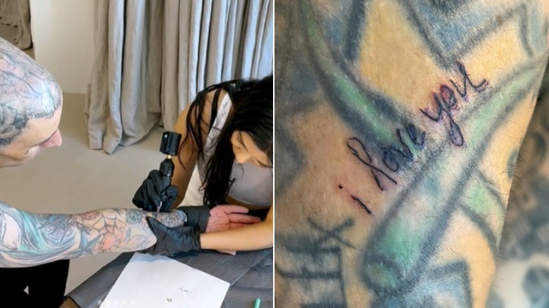 Kourtney Kardashian tattooing Travis Barker