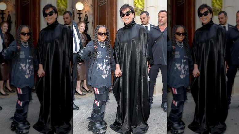 Kris Jenner and North West in Paris