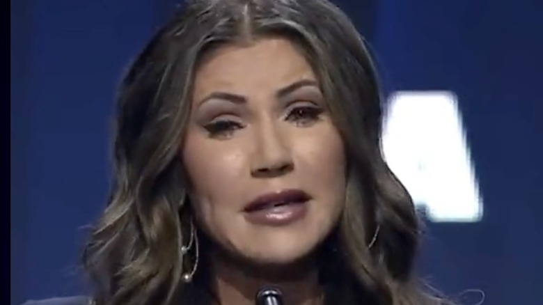 Kristi Noem speaking with plump lips