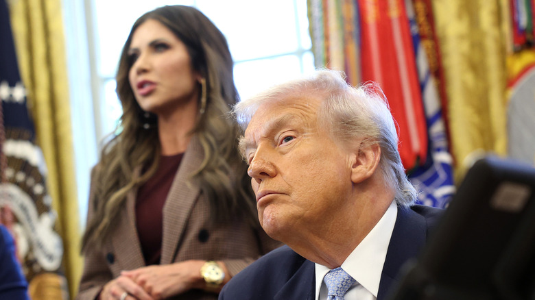 Kristi Noem and Donald Trump in the Oval Office.