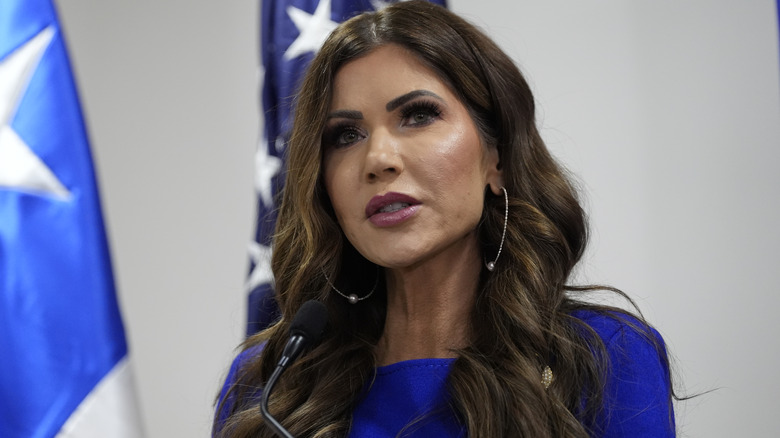 Kristi Noem wearing a blue dress