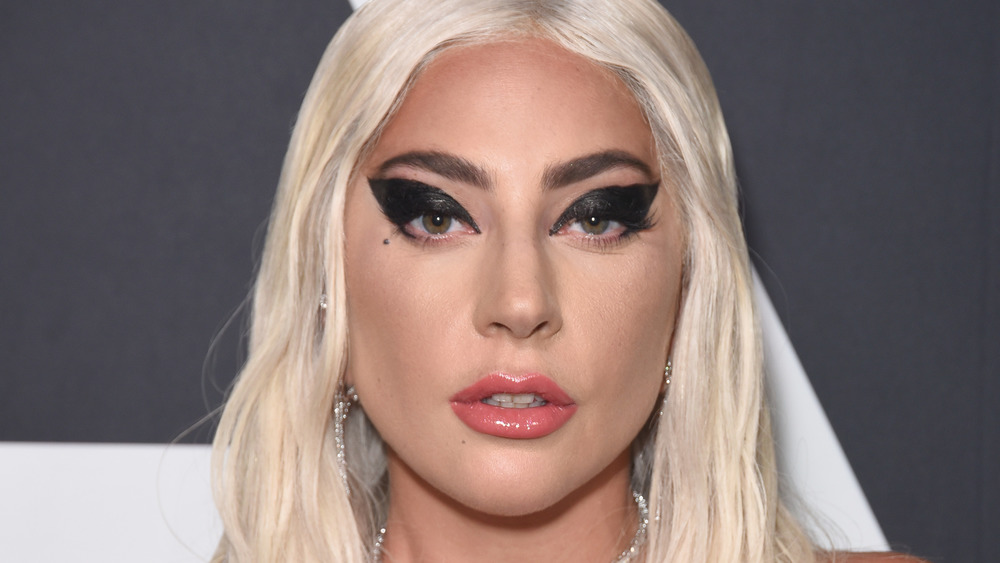 Lady Gaga wears black eyeliner at an event