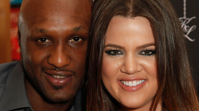 Lamar Odom and Khloé Kardashian smiling