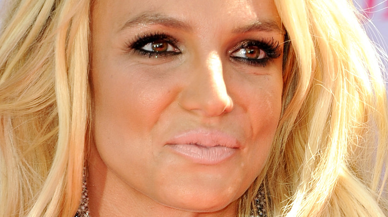 Britney Spears poses in nude lipstick