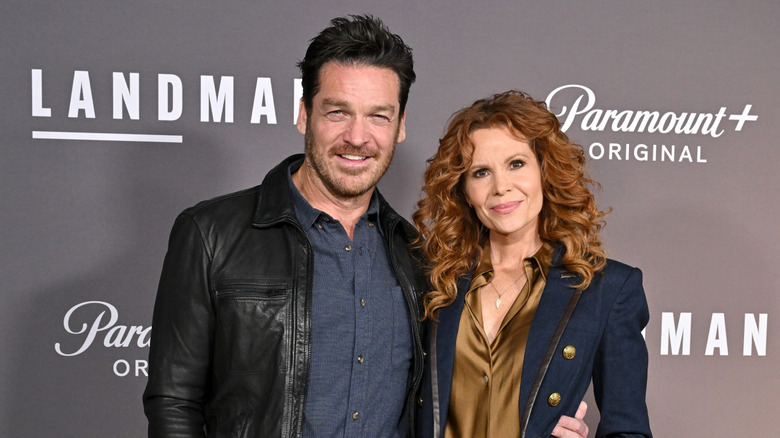 Bart Johnson and Robyn Lively at a red carpet event for Landman