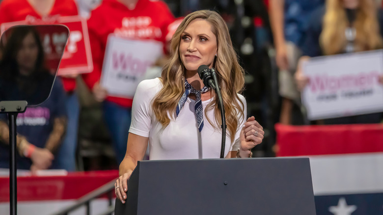 Lara Trump speaking at a political event