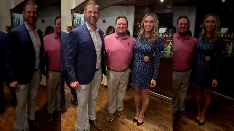 Eric Trump and Lara Trump and a guest at the Curetivity Charlotte Golf Invitational
