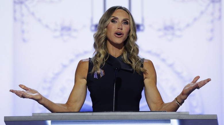 Lara Trump at a microphone