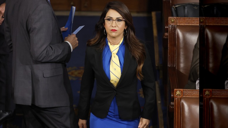 Lauren Boebert blue shirt tie