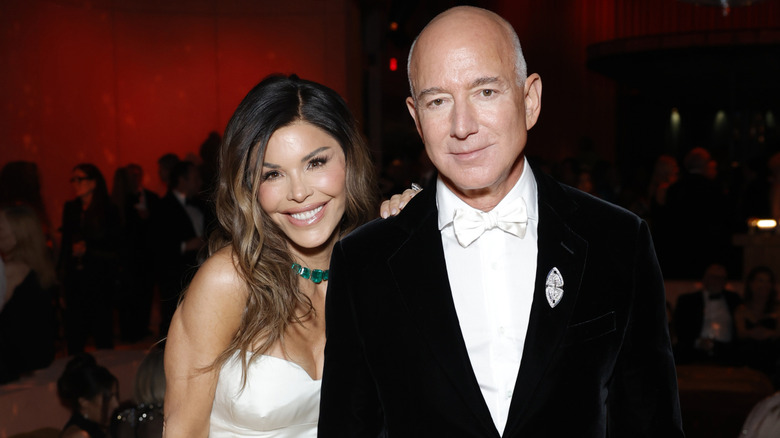Lauren Sanchez posing with Jeff Bezos